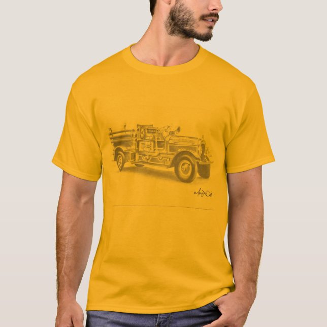 camión de bomberos dibujo a lápiz camiseta (Anverso)