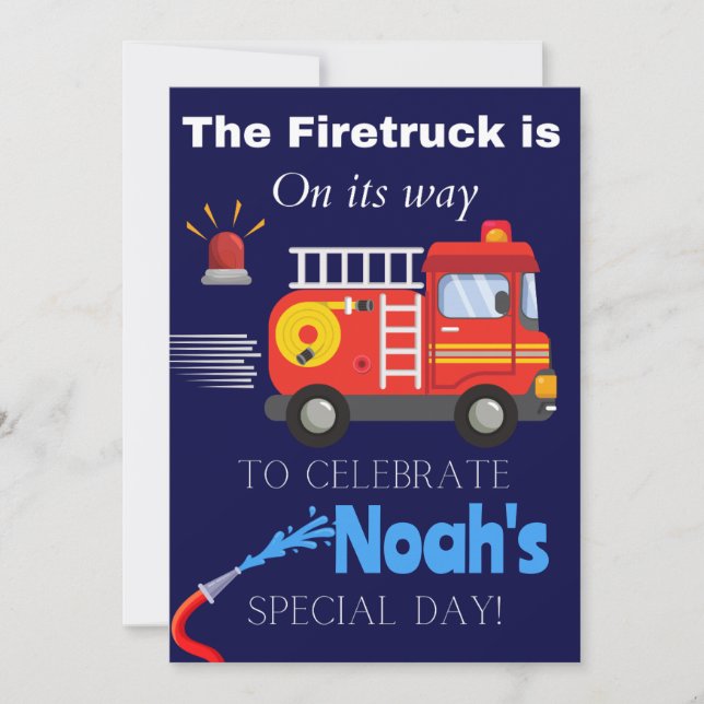 Camión de bomberos + tarjeta de cumpleaños temátic (Anverso)