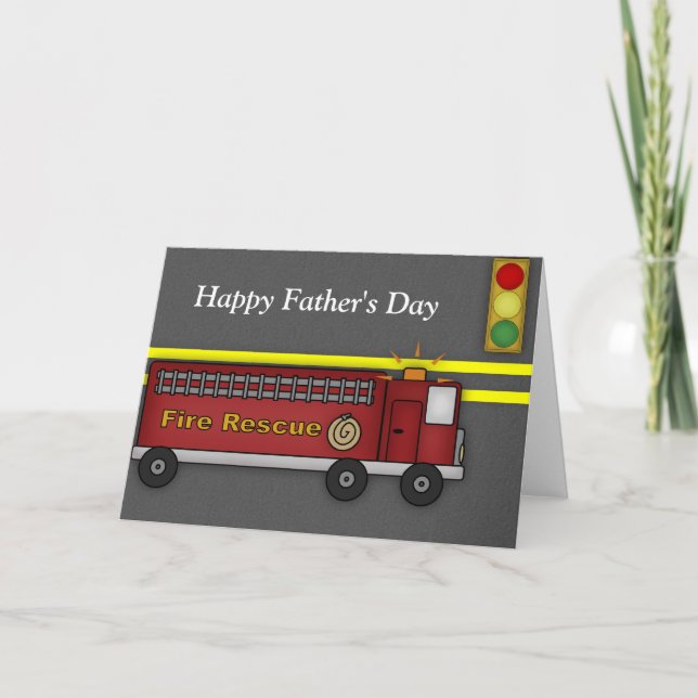 Camión de bomberos :: Tarjeta de saludo del Día de (Anverso)