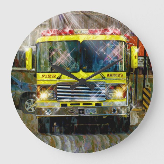 Camión de bomberos y rescate bomberos reloj de par (Anverso)