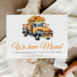 camión de calabaza caída invitación en movimiento<br><div class="desc">nueva tarjeta de invitación para el hogar a la familia y amigos con este diseño de camión de calabaza de acción de gracias feliz otoño.</div>