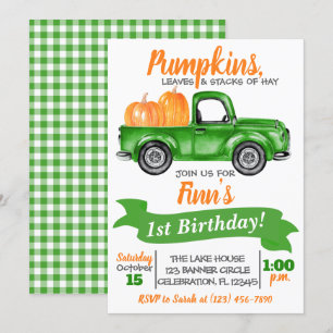 Camión de calabaza Invitación de cumpleaños - Cami