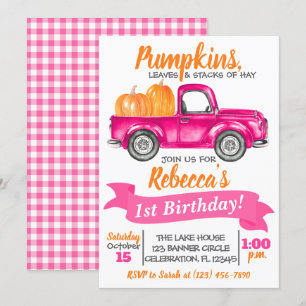 Camión de calabaza Invitación de cumpleaños - Cami