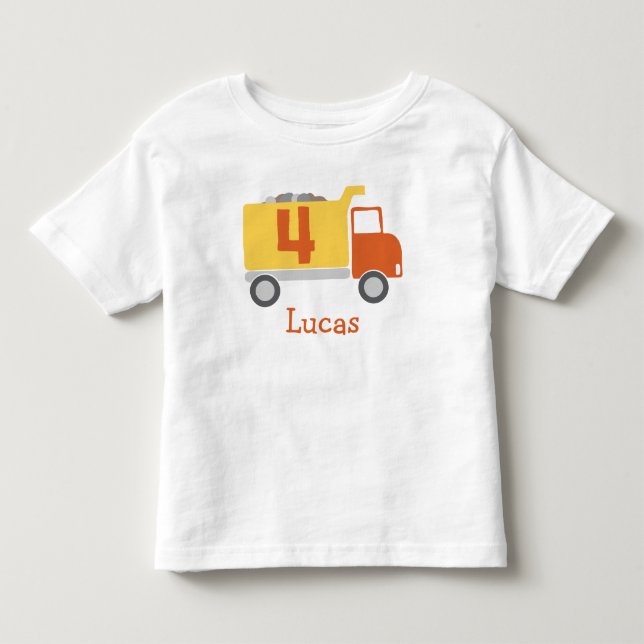 Camión de construcción 4ª camiseta Fiesta de cumpl (Anverso)
