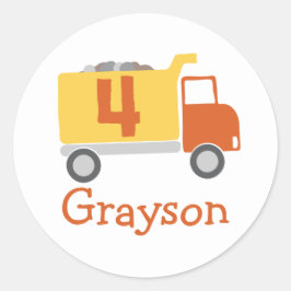 Camión de construcción 4 Pegatinas Fiestas de cump