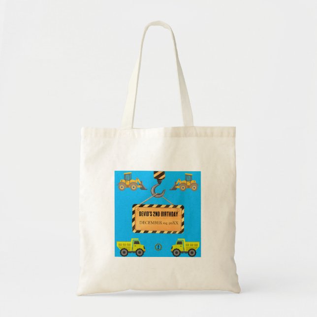 Camión de construcción Cumpleaños Bolsa Tote (Frente)