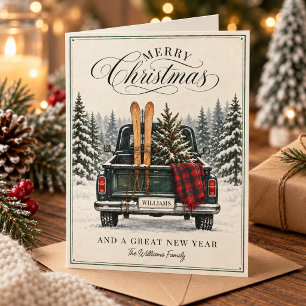 Camión de Navidad Vintage Rojo Buffalo Plaid