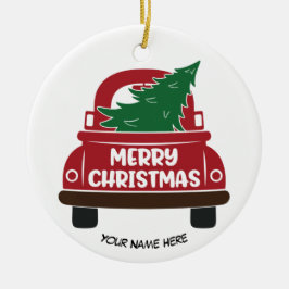 Camión de Navidades rojos ornamento cerámico perso