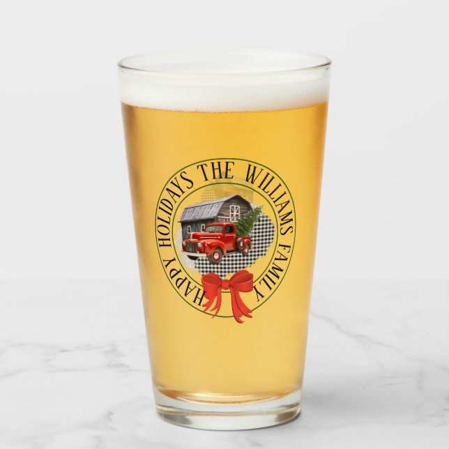 Camión De Recogida Con Tumbler De Vidrio De Árbol (Anverso (lleno))