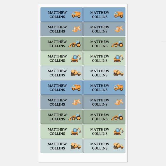 Camión impermeable nombre escolar etiqueta Pegatin (Hoja)