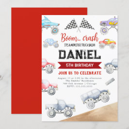 Camión Monster Camiones de Invitación de Cumpleaño