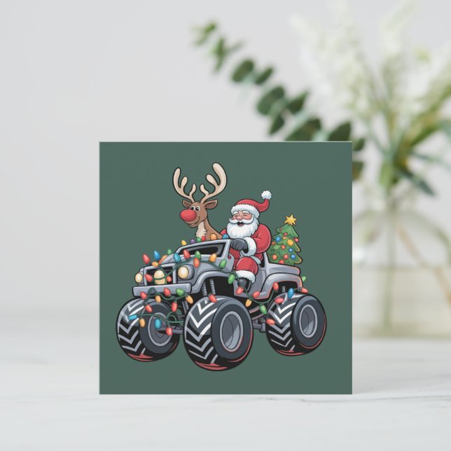 Camión Monstruo Navidad Santa Fiesta Niños (Anverso de pie)