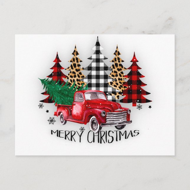 Camión navideño y Navidades de árboles postales (Anverso)