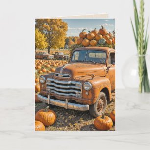 Camión retro con calabazas para agradecimiento de 