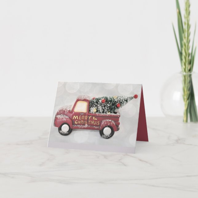 Camión Rojo Antiguo Con Árbol De Navidad (Anverso)