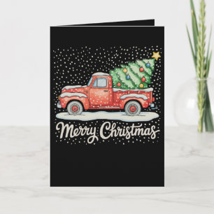 Camión Rojo Antiguo Navideño Vintage Feliz Navidad