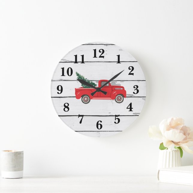 Camión Rojo con reloj grande de remolque rústico d (Hogar)
