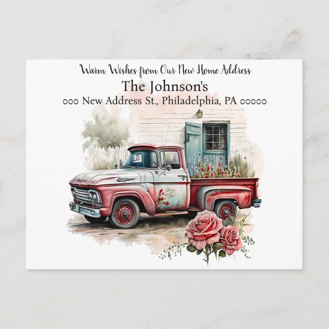 Camión rojo de recogida que hemos movido postal (Anverso)