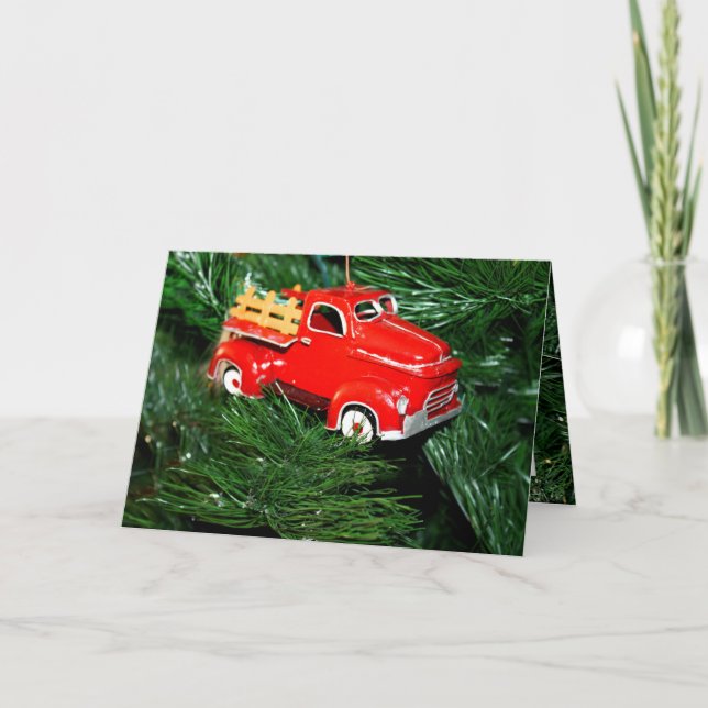Camión rojo en árbol de Navidad (Anverso)