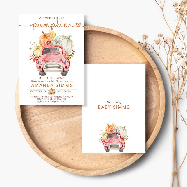 Camión Rojo Invitación a Baby Shower para calabaza (Subido por el creador)