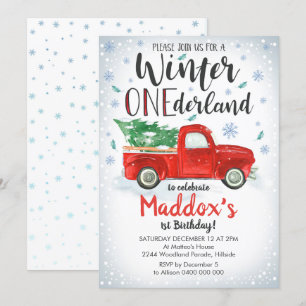 Camión Rojo Invitación Onederland Primer niño