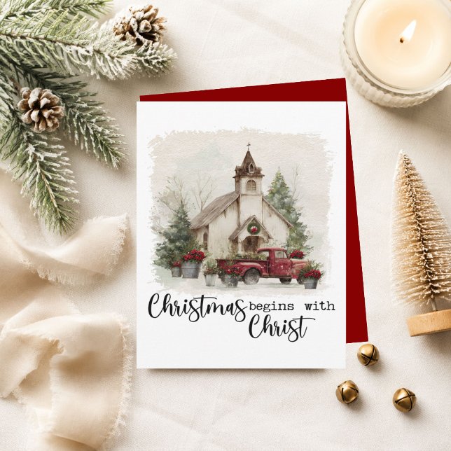 Camión Rojo Rústico Cristo Comienza La Navidad (Subido por el creador)