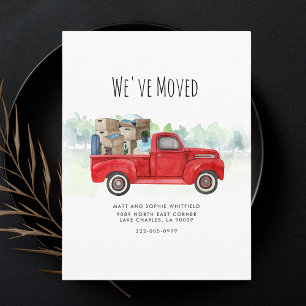 Camión rojo vintage que hemos movido la Invitación