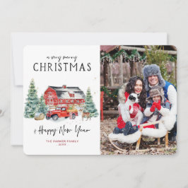 Camión Rojo Vintage | Tarjeta fotográfica de vacac