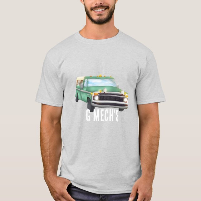 Camión verde clásico - Camiseta GMech (Anverso)