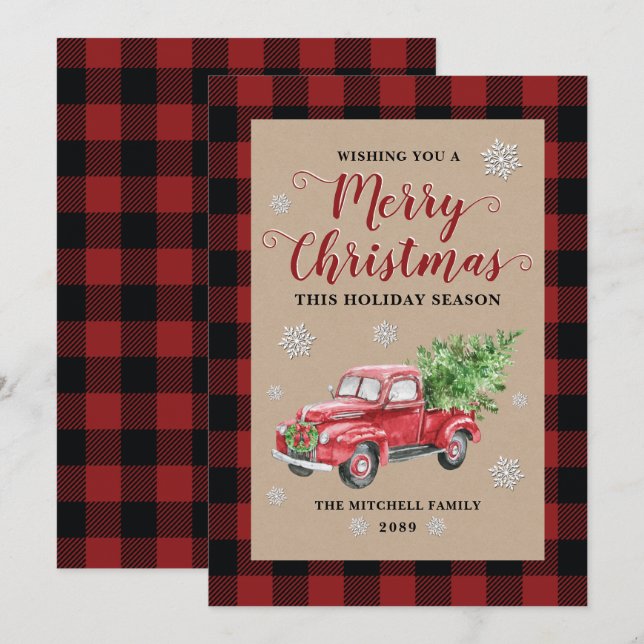 Camión Vintage Red Buffalo Jugado Feliz Navidad (Anverso / Reverso)