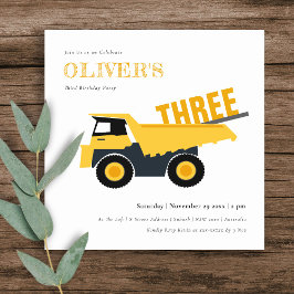 Camión volcado de construcción Invitación de cumpl