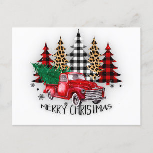 Camión y árboles de Feliz Navidad Tarjeta Postal d