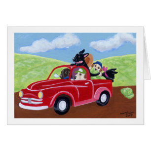 Camión y laboratorios rojos