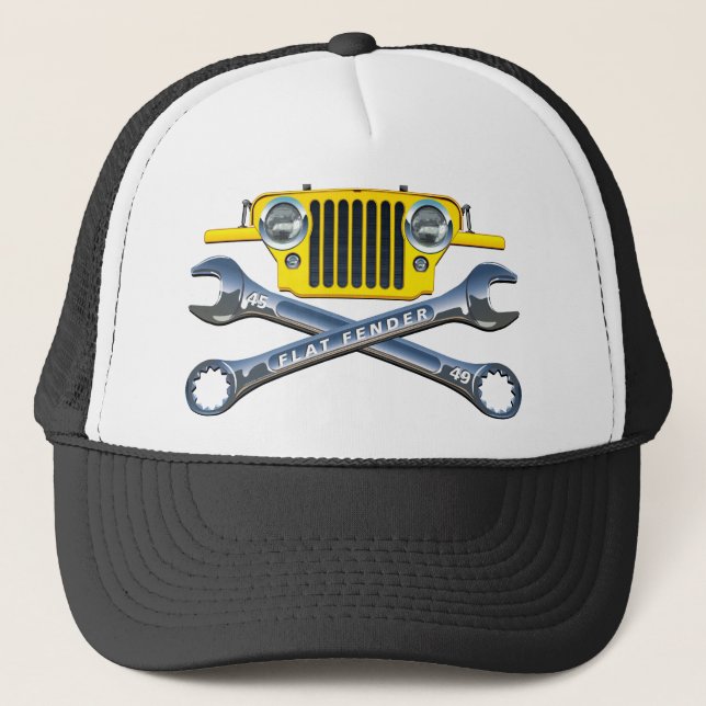 Camionero 45-49 gorra amarillo de Flatfender (Anverso)