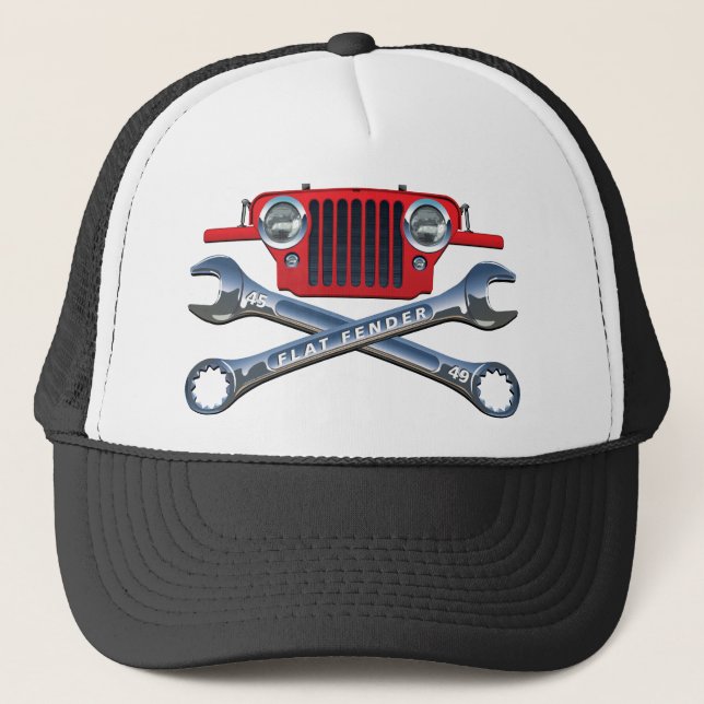 Camionero 45-49 gorra rojo de Flatfender (Anverso)