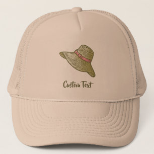 Camionero Amarillo Gorra de la paja dibujada a mano