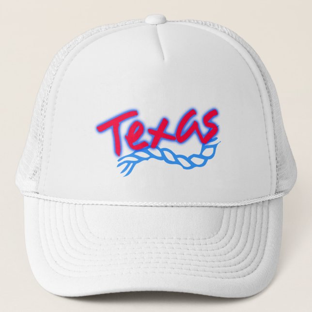 Camionero Azul rojo de la cuerda del lazo de Tejas del gorra (Anverso)