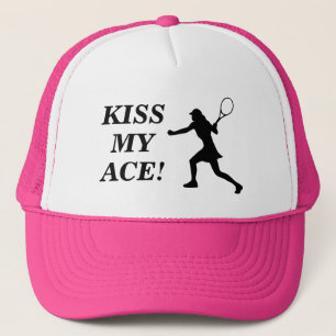 Camionero ¡Besa mi pista! graciosa gorra de tenis rosa para