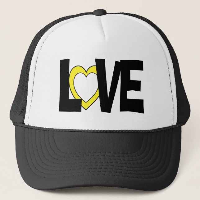 Camionero Boda de palabras de amor amarillo gorra (Anverso)