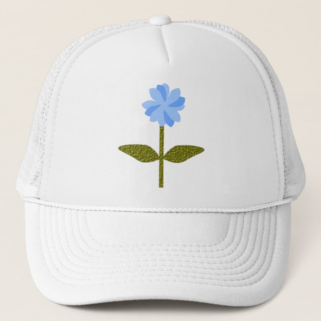 Camionero Bonito de flores de margarita Gorra floral azul (Anverso)