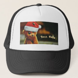 Camionero Cachorro lindo con gorra de Navidad con texto prop