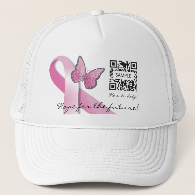 Camionero Cáncer de pecho de la plantilla del gorra (Anverso)