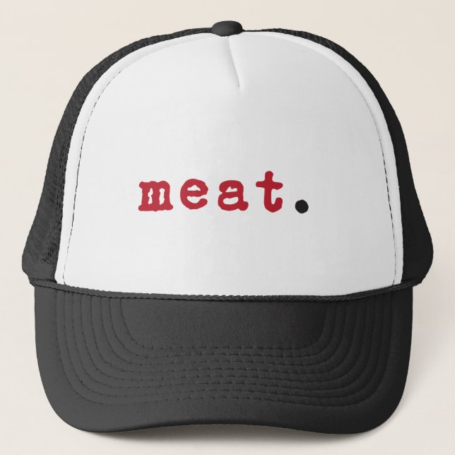 Camionero carne. - gorra de texto rojo (Anverso)