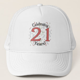 Camionero Celebrando 21 años de gorra de confeti