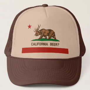 Camionero ¿Cerveza California?  Gorra de la bandera del est