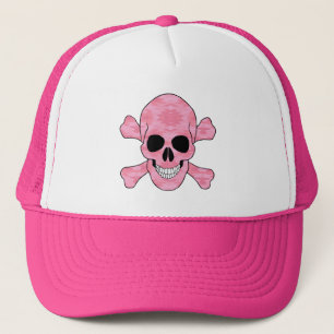 Camionero Cráneo De Camuflaje Rosado Y Gorra De Crossbone