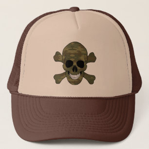 Camionero Cráneo De Camuflaje Y Gorra De Crossbone