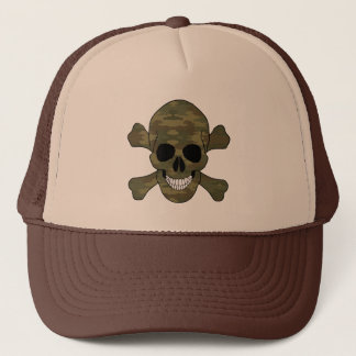 Camionero Cráneo De Camuflaje Y Gorra De Crossbone