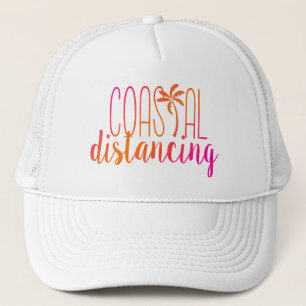 Camionero Distancia costera Gorra de playa rosa y Naranja