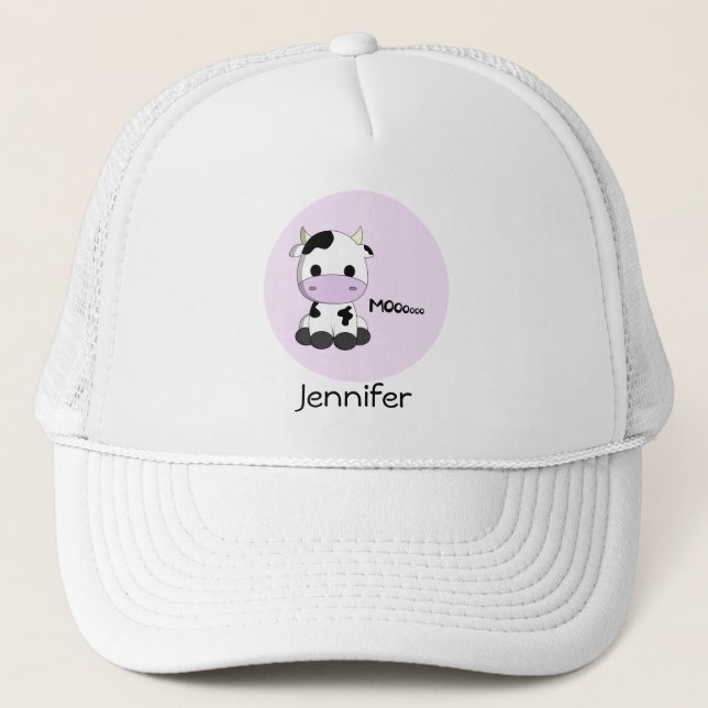 Camionero Dulce personalizado de vaca con nombre rosa gorra (Anverso)